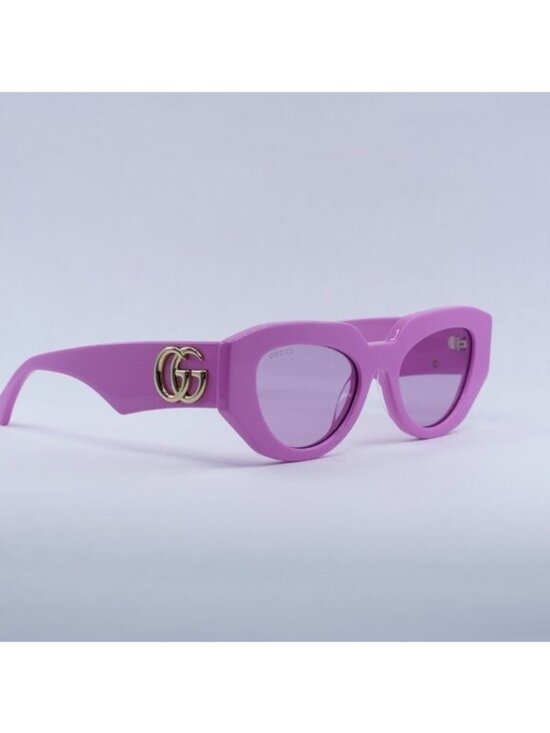 Gucci GG1421S 004 Sunglasses Pink Geometric Frame, Pink Magenta Lenses main image 5